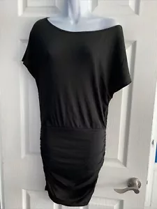 Victoria's Secret schulterfreies Freizeit-T-Shirt schwarz gerissen Bodycon Kleid SM - Bild 1 von 4