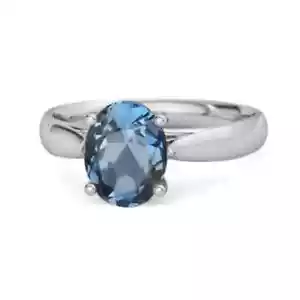 Anillo solitario London Blue Topacio 1,5 quilates plata 925 símbolo joyería nuevo - Imagen 1 de 2