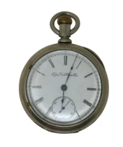 Elgin 1895 Grade 73 Silver Tone 7 Jewels 18s Manual Wind Pocket Watch - Picture 1 of 24