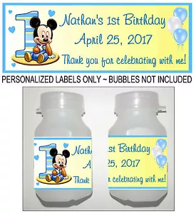 30 ETIQUETAS BURBUJA FAVORES FIESTA PRIMER CUMPLEAÑOS MICKEY MOUSE - Imagen 1 de 1