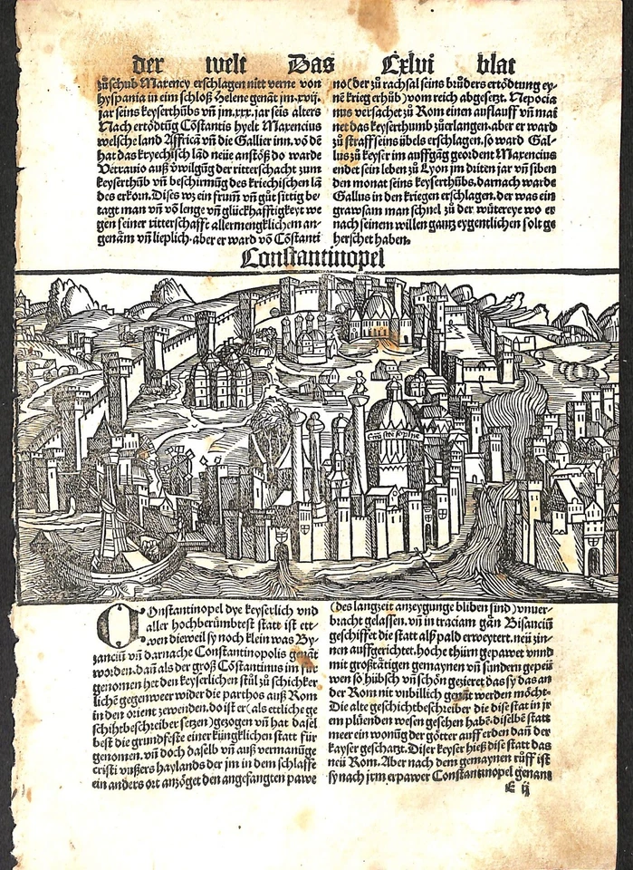 Mapa antiguo, Schonsperger/Schedel, 1496, Constantinopla Foto 1 de 1