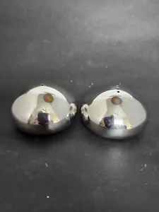 MCM chrome Salt And Pepper Shakers Dome Shaped Stoppers In Place - Picture 1 of 4