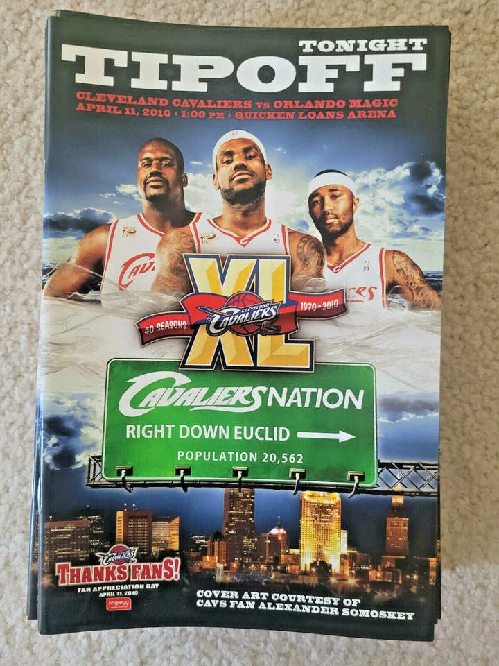 4/11 2010 SGA CLEVELAND CAVALIERS VS ORLANDO MAGIC TIPOFF PROGRAM LeBRON SHAQ MO - Image 1 of 1