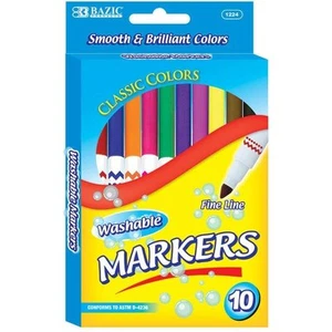 10pc Dual Tip Broad Line Washable Marker Pen Set Classic Color Art School Supply - Picture 1 of 1