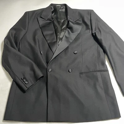 Blazer De Colección Giorgio Balestro Italia Esmoquin Negro Para Hombres 44L Doble Pecho Foto 1 de 4