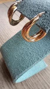 18k Gold Hoop Earrings Milor Italy 750 Pierced 2.5 Grams - Picture 1 of 4