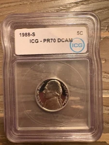 1988-S Jefferson Nickel 5C ICG PR70DCAM - Proof Deep Cameo - Perfect! - Picture 1 of 2