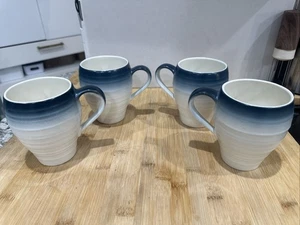MIKASA SWIRL OMBRE BLUE Set Of (4) 4 1/2” Large Coffee Mugs 16oz * - Picture 1 of 11