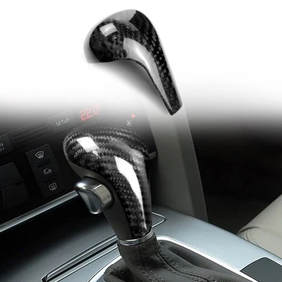 Cubierta de ajuste de perilla de cambio de marchas interior de fibra de carbono para automóvil apta para Audi Q7 2013-15 negra Foto 1 de 4