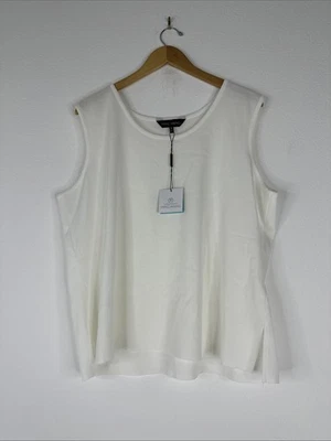Top sin mangas Ming Wang cuello redondo para mujer talla grande 1X blanco NUEVO Foto 1 de 4