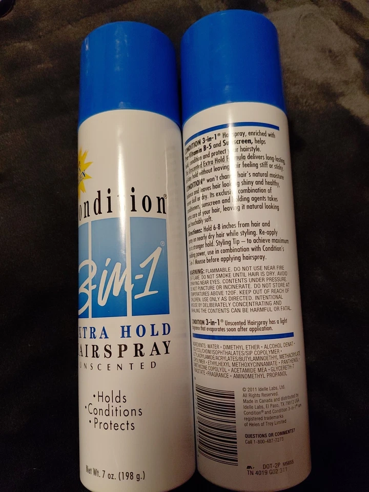 Lot Of 2 Condition 3 in 1 Extra Hold Hairspray With Sunscreen Unscented 7 Oz New - Image 1 of 1