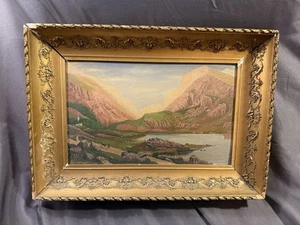 Antikes Ölgemälde auf Karton Western Landschaft signiert J Churchward 1910 - Bild 1 von 14