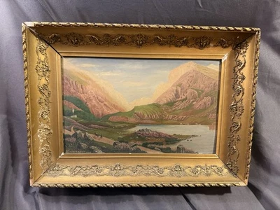 Antique Oil Painting on Board Western Landscape Signed J Churchward 1910 - Image 1 of 4