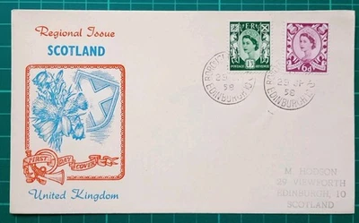1958 Scotland Regional 6d & 1/-3 Definitive FDC Edinburgh 10 - Image 1 of 3