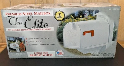 The Elite Premium Steel Mailbox Large Size Bright White New In Box - Image 1 of 4