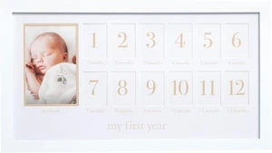 Pearhead My First One Size, weißer rechteckiger Jahresrahmen, beige Schrift  - Bild 1 von 7