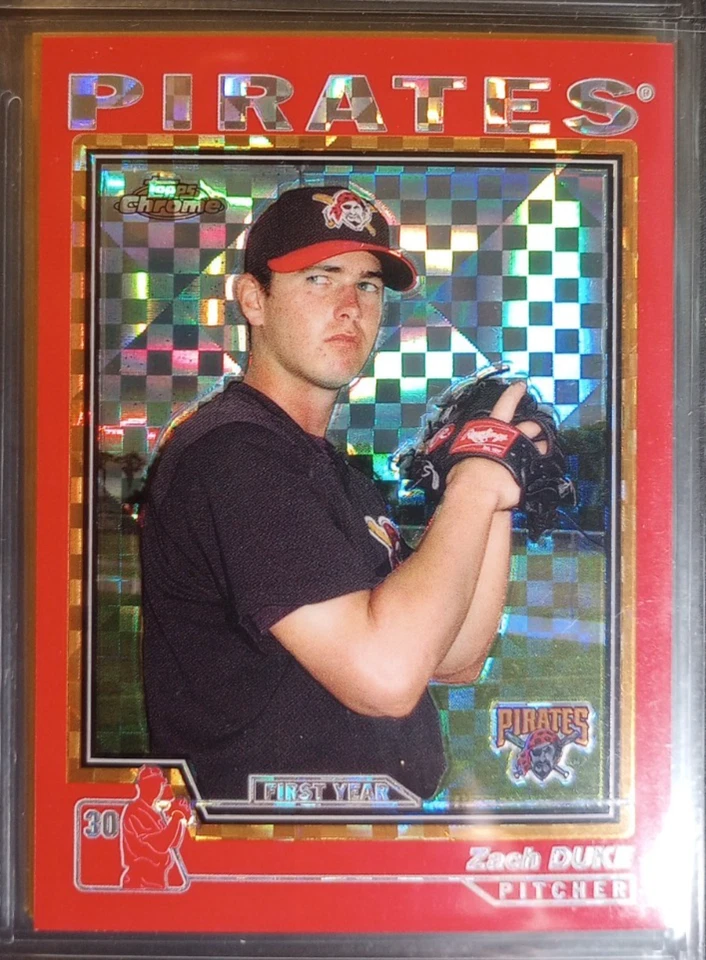 Tarjeta de novato Topps Chrome Xfractor Zach Duke 2004 (#220) primer año Foto 1 de 2