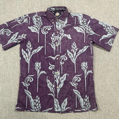 Camisa Hawaiana Reyn Spooner De Colección Para Hombre Pequeña Púrpura Floral Clásica Botón Años 90 Foto 1 de 4