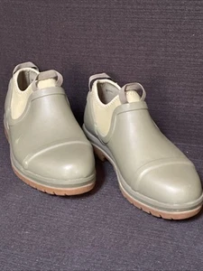 LL Bean Wellie Rubber Rugged Slip On Waterproof Ankle Boots Green Womens 7 - Picture 1 of 7