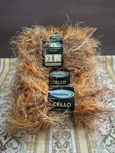 Sensations Cello Space Eyelash Yarn Lot Of 5 Skeins Color Orange NEW - Picture 1 of 7