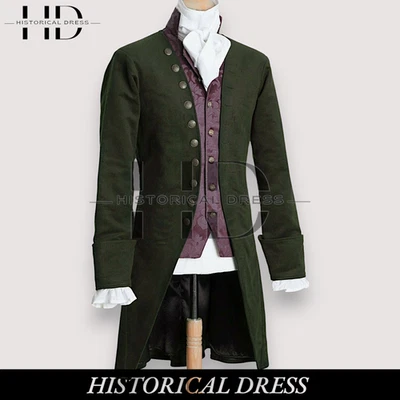 18th Century Green British Frock Coat | Men’s Military Wool Tailcoat Jacket - Image 1 of 4