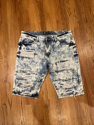 Pantalones Cortos de Jean Red Ape Para Hombre Lavado Ácido Envejecido Rasgado Grunge Estilo Y2K Talla 40 Foto 1 de 4