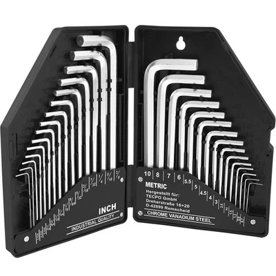 30x INNENSECHSKANT SCHLÜSSEL SATZ ZOLL + METRISCH SECHSKANT für INBUS SCHRAUBEN - Bild 1 von 4