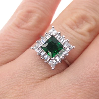 925 Sterling Silver Real Chrome Diopside & C Z Bohemian Ring Size 6.25 - Image 1 of 4