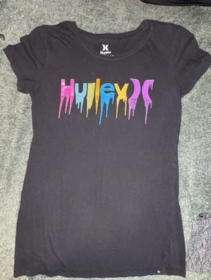 Camiseta con mangas Hurley negra con logotipo de goteo juvenil ● Talla grande  Foto 1 de 3