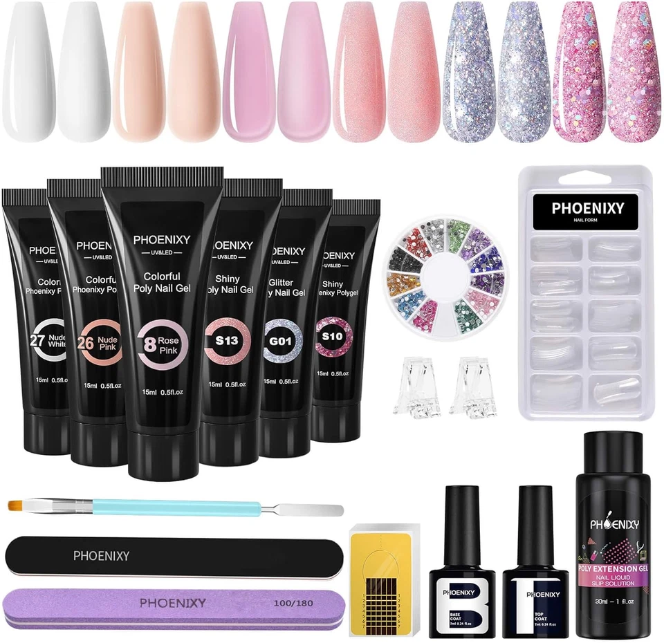 Gel Ricostruzione Unghie 6 Colori 15 ML Kit Unghie Gel Completo Bianco Rosa Nudo - Immagine 1 di 4