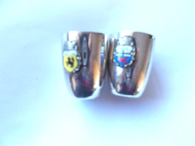 GERMAN  SHOT  GLASSES  METAL   ? STURGART  GERMANY  / BOHN  CREST - Image 1 of 3