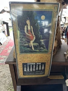 Indian Maiden Print INGERLE Princess Fawn Native American 1945 CALENDAR 33 x 16 - Picture 1 of 6