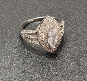 Stauer CZ 925 Sterling Silver Marquise Ring 4g Size 6.75 - Picture 1 of 12