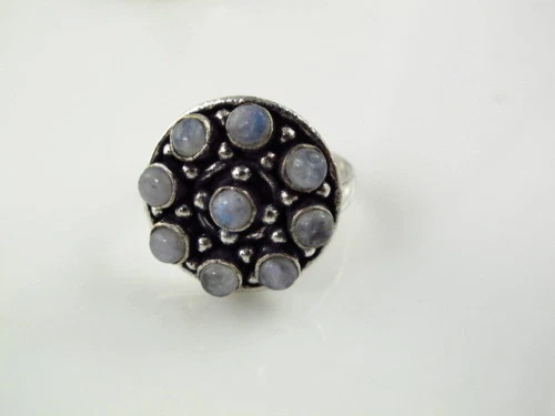 Genuine Moonstone Silver Plated Multi Stone Ring Size 11.25 MOR107 - Image 1 of 1