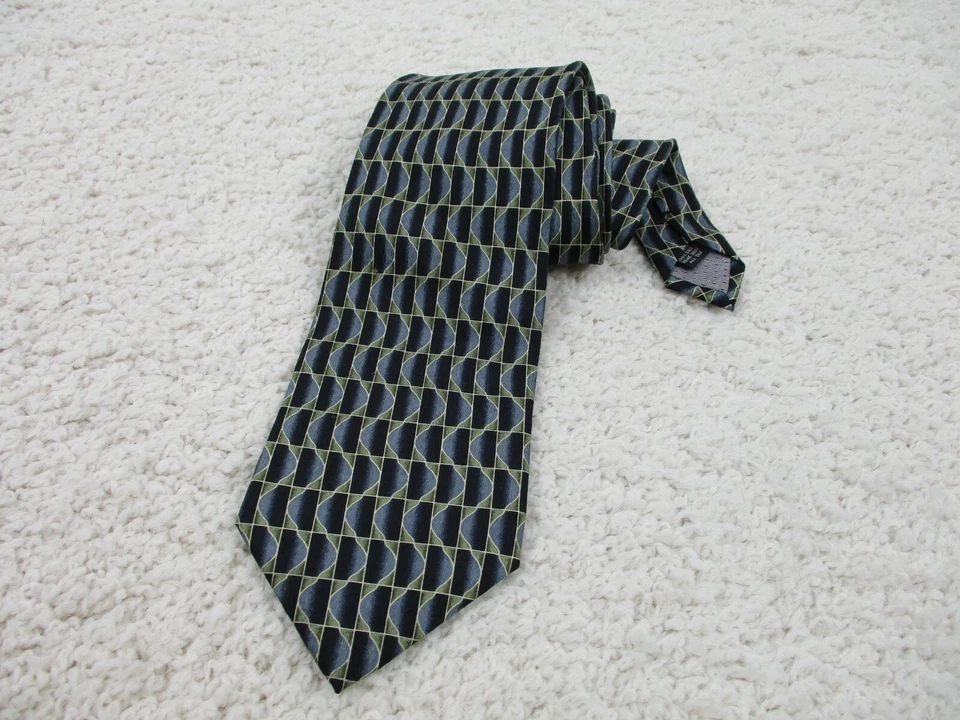 Corbata Louis Roth 100 % seda azul verde abstracta elegante hecha a mano para hombre H12 Foto 1 de 4