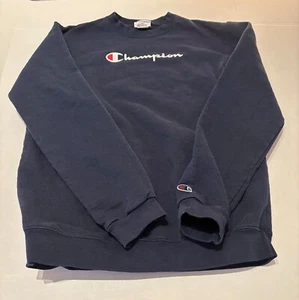 Felpa girocollo Champion Youth XL blu navy eco pile rosso bianco logo - Foto 1 di 1