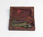 Antique Brass Spring Loaded Lancet Blood Letting Instrument w Wooden Case
