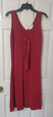 Casual Corner XL Rayon/Polyester V neck, Sleeveless, Midi Dress Red - Image 1 of 4