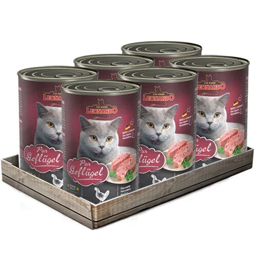 6 x 400 g Leonardo Geflügel pur Getreidefreies Nassfutter für Katzen Dose - Bild 1 von 1