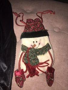 Lot Of 10 Christmas Snowman Candy Treat Bags Gift Party Drawstring Decor - Picture 1 of 3
