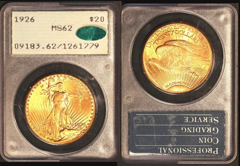 1926 $20-PCGS/CAC MS62 PQ-Saint Gaudens Double Eagle Cover