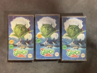 Dr. Seuss How The Grinch Stole Christmas VHS  Jim Carrey *** Three Copies *** Foto 1 de 4