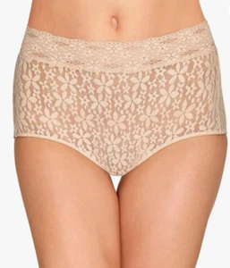 WACOAL 870405 ~ NATURALLY NUDE ~ HALO LACE SEMI SHEER FULL BRIEF PANTIES MEDIUM - Picture 1 of 9