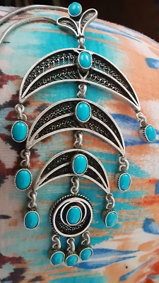 COLLAR COLGANTE DANNIJO DECLARACIÓN FILIGRANA IMITACIÓN TURQUESA CABUJÓN DESGASTE CASUAL Foto 1 de 4