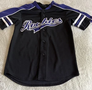 Camiseta deportiva bordada púrpura negra de los Rockies de béisbol para niños mediana 10-12 - Imagen 1 de 8