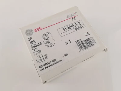 GE General Electric FI 40/0,3-2 40A 300mA Fehlerstromschutzschalter 604203 2pol - Image 1 of 2