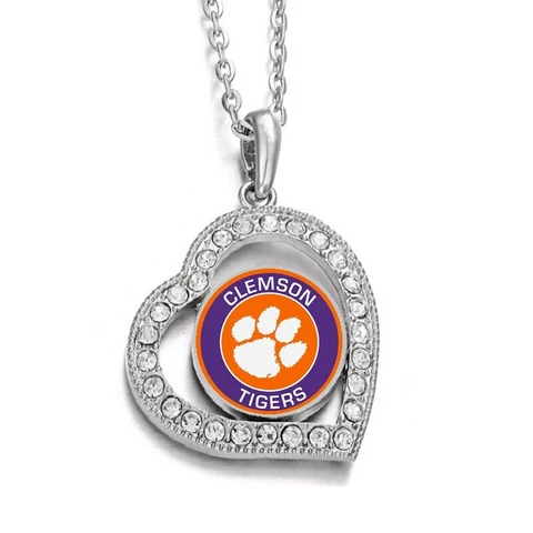 Clemson Tigers Womens Sterling Silver Link Chain Necklace With Pendant D19 Cover