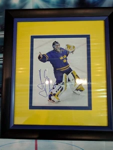 NHL New York Rangers Sweden Henrik Lundqvist Signed Framed Matted Hockey Photo - Picture 1 of 5