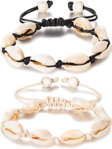 2 Pieces Boho Natural Shell Anklet Bracelet Handmade Beach Foot Jewelry Adjustab - Picture 1 of 12