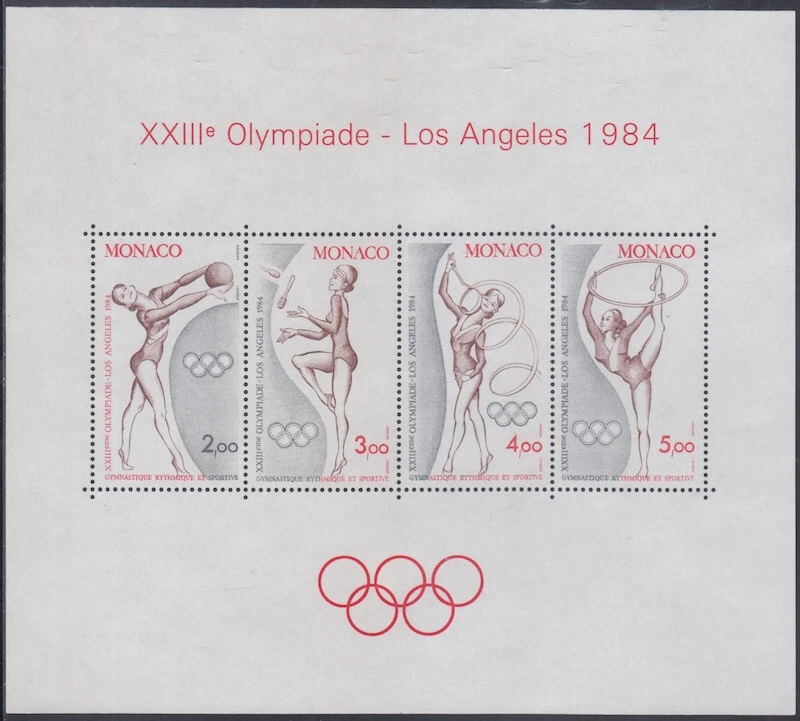 MONACO Sc #1418 a-d CPL MNH S/S para los Juegos Olímpicos de Los Ángeles 1984 Foto 1 de 1